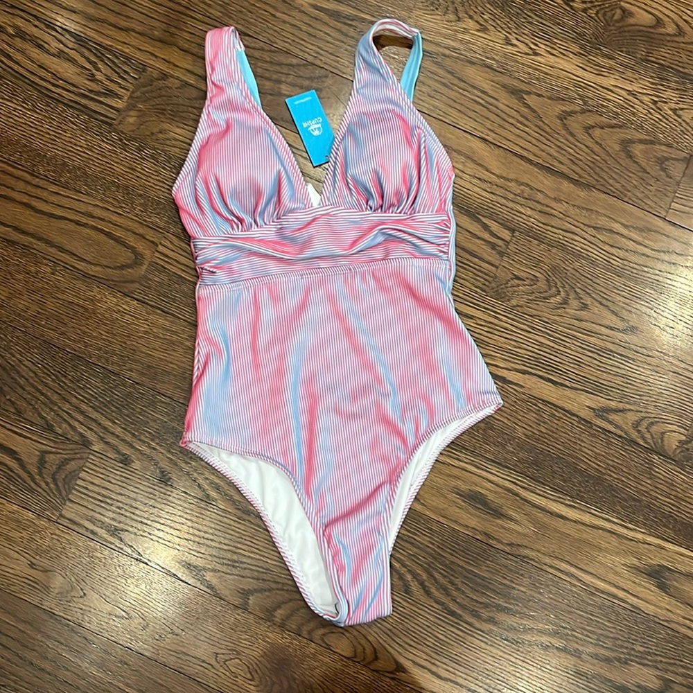 Cupshe Pink & Light Blue Striped One-Piece Swimsuit